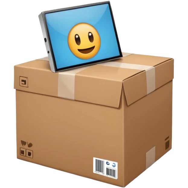 cardboard package sitting in a living room emoji