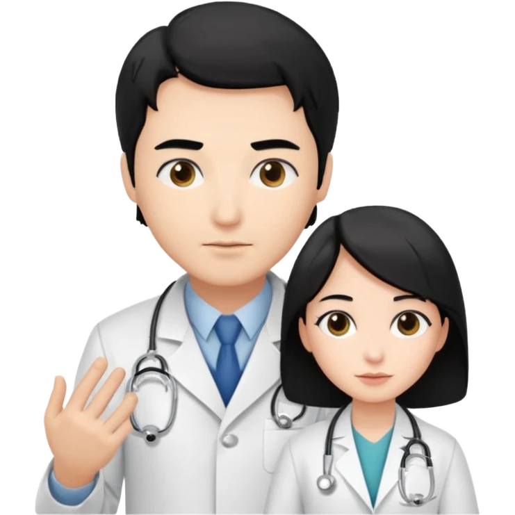 doctor black hair attending to a patient emoji