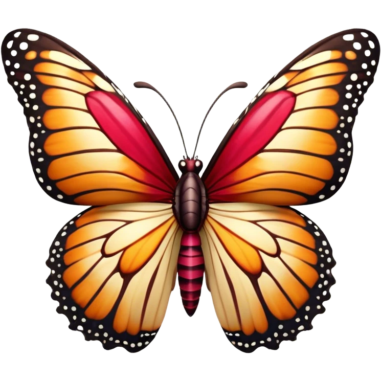 Cinematic Realistic Comical monarch Butterfly Portrait Emoji, Head tilted dramatically with an exaggeratedly amused expression, featuring striking, vividly detailed ruby wings with bold, playful patterns and wide, expressive eyes brimming with humorous disbelief, rendered with lifelike texture and vibrant natural hues, high shine, dramatic yet playful, styled with an air of cheeky garden mischief, soft glowing outline, capturing the essence of a spirited and over‐the‐top red butterfly that looks ready to flutter its way into viral fame! emoji