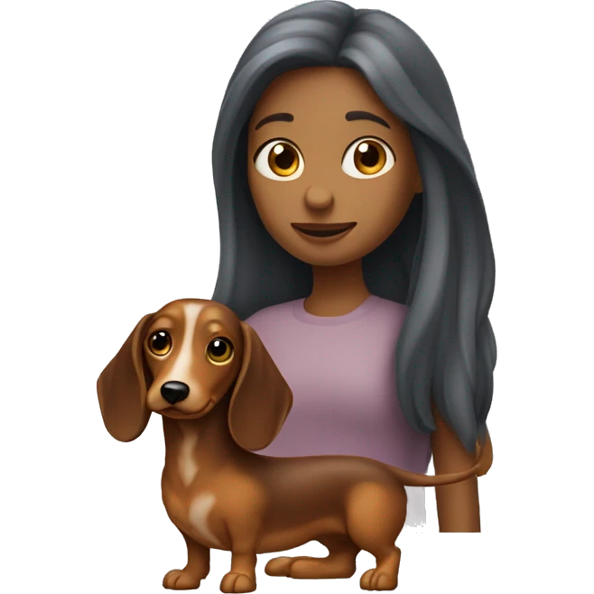 Girl with long haired dapple wiener dog emoji