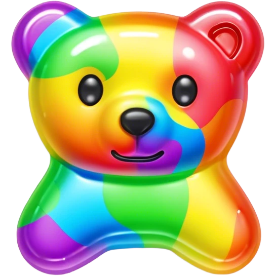 A neon rainbow gummy bear bow emoji