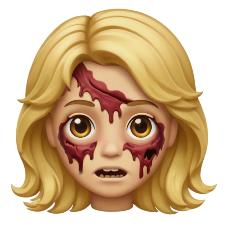icon memoji, zombie skin ,  Wavy hair,  Golden blonde, eyes brown emoji