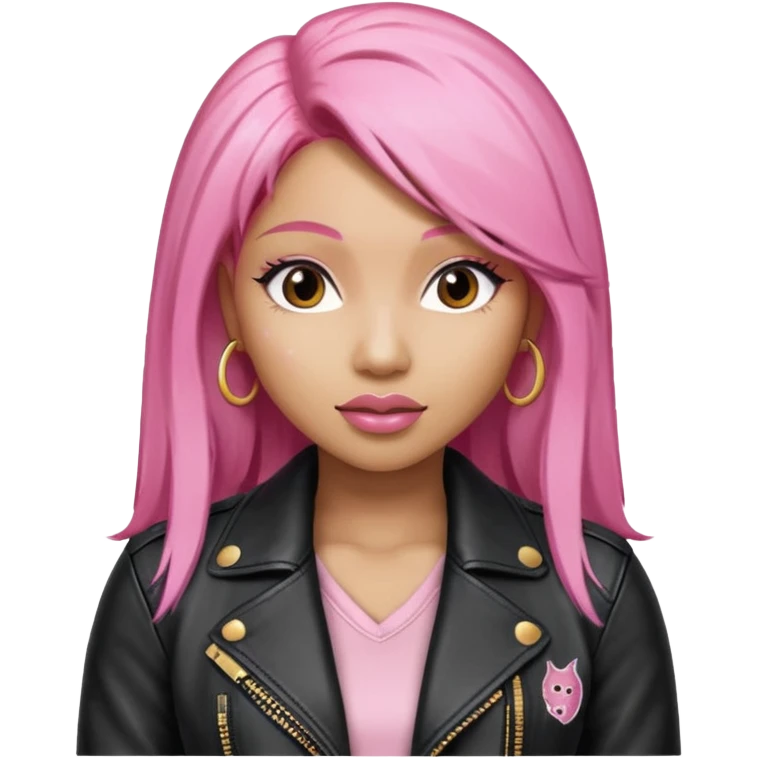 Nicki Minaj pink hair wear leather jacket emoji