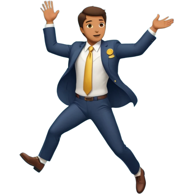 man in a suit falling with moneys emoji