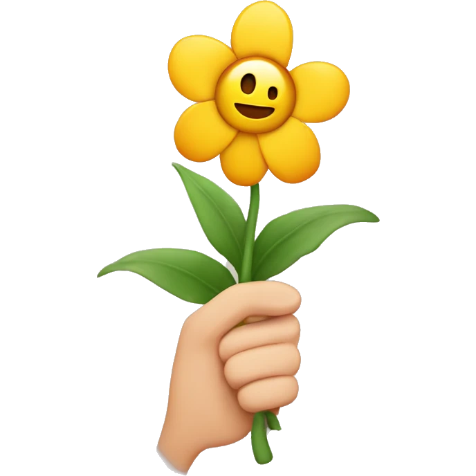 Lachender emoji mit blume in der hand  emoji