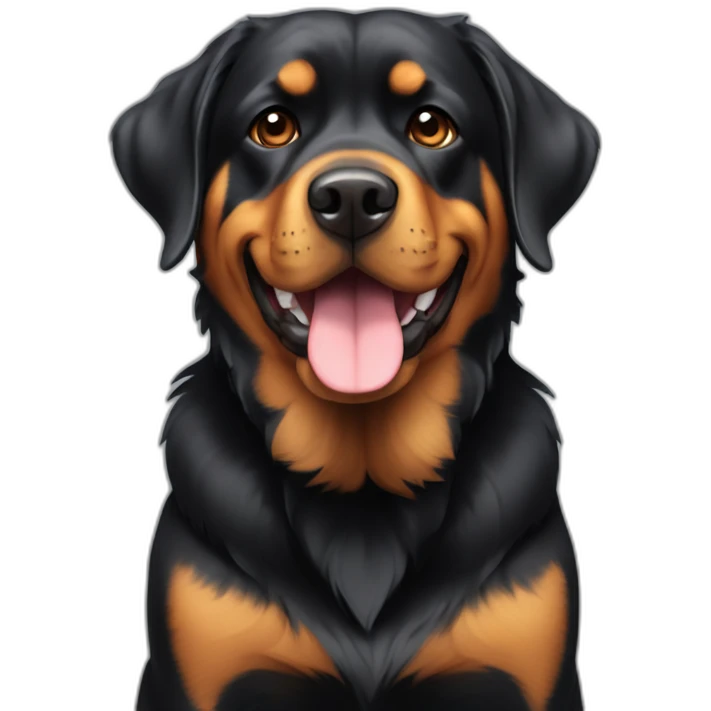 A Rottweiller with a golden retriever emoji