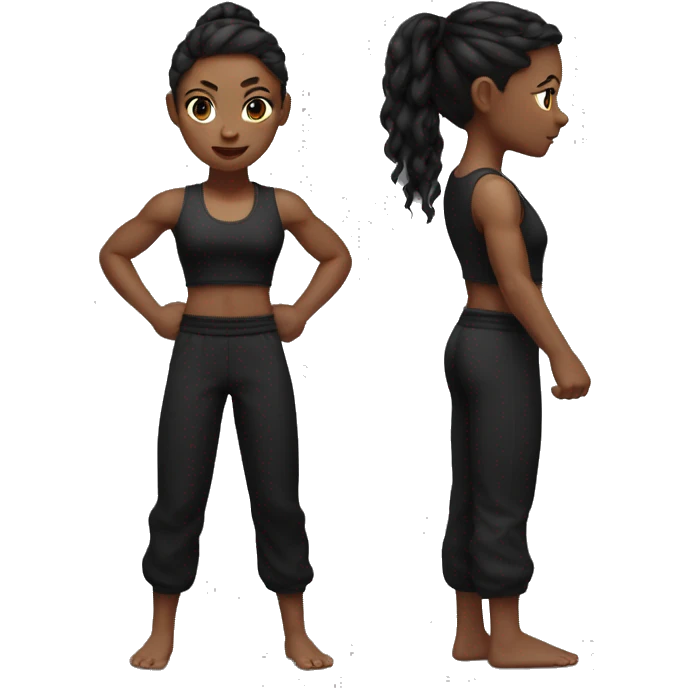 Muscular Girl in Black Tank Top and Black Karate Pants emoji