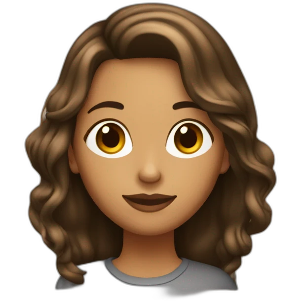 Chica con cabello castaño oscuro largo con lunares en el cachete emoji
