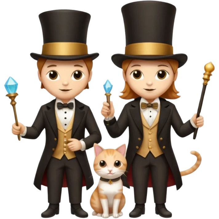 magician couple and their pet cat emoji