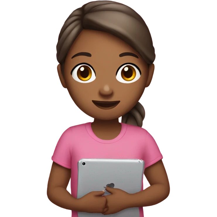 Cute girl wearing pink and holding an ipad in her hand emoji