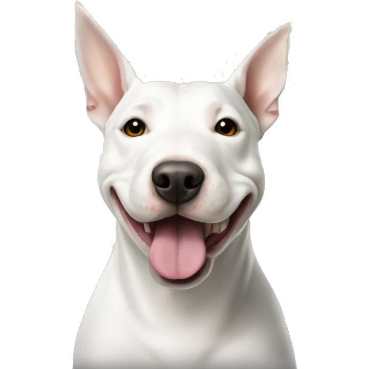A very rich White Bull terrier with lots of money  emoji