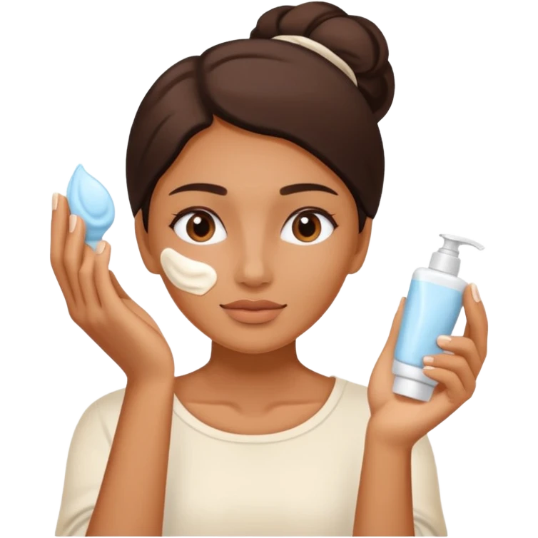 Perempuan lagi skincare (tapi yang lebih ketutup) fokus di muka emoji