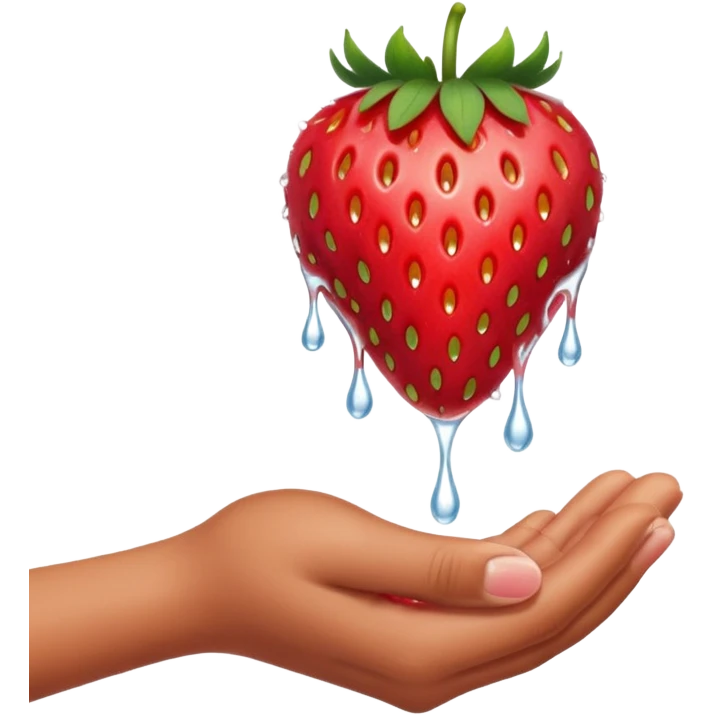 Strawberry dripping water with fingers emoji