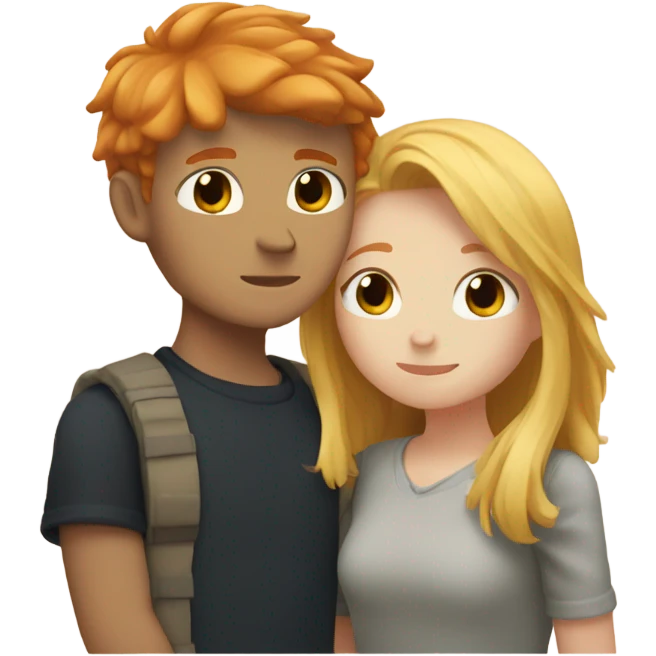 ginger boy and blonde girl hugging aesthetic  emoji