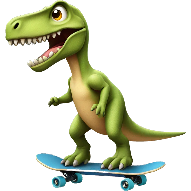 Dinosaur on a skateboard emoji