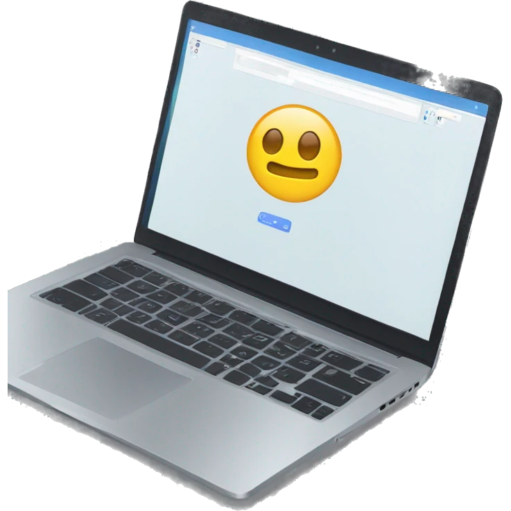 Laptop screen with website emoji
