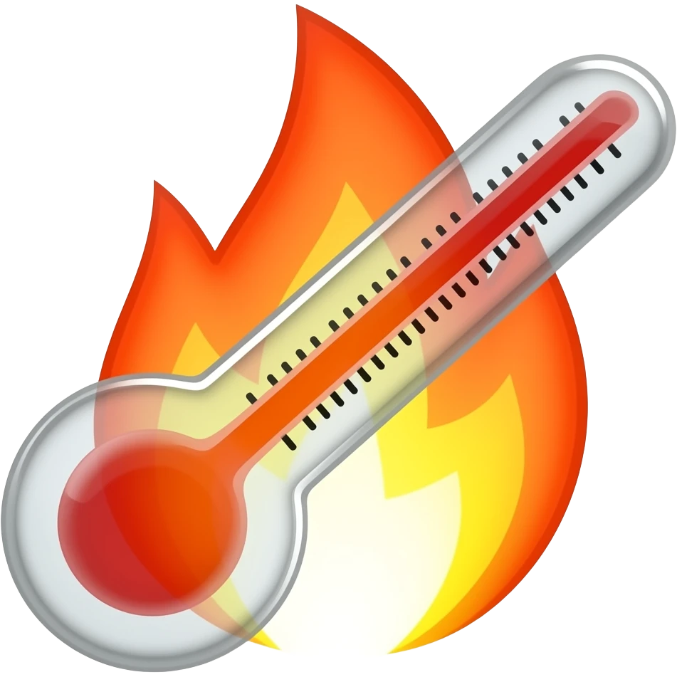 termometer with high temperature or  a flame in the top emoji