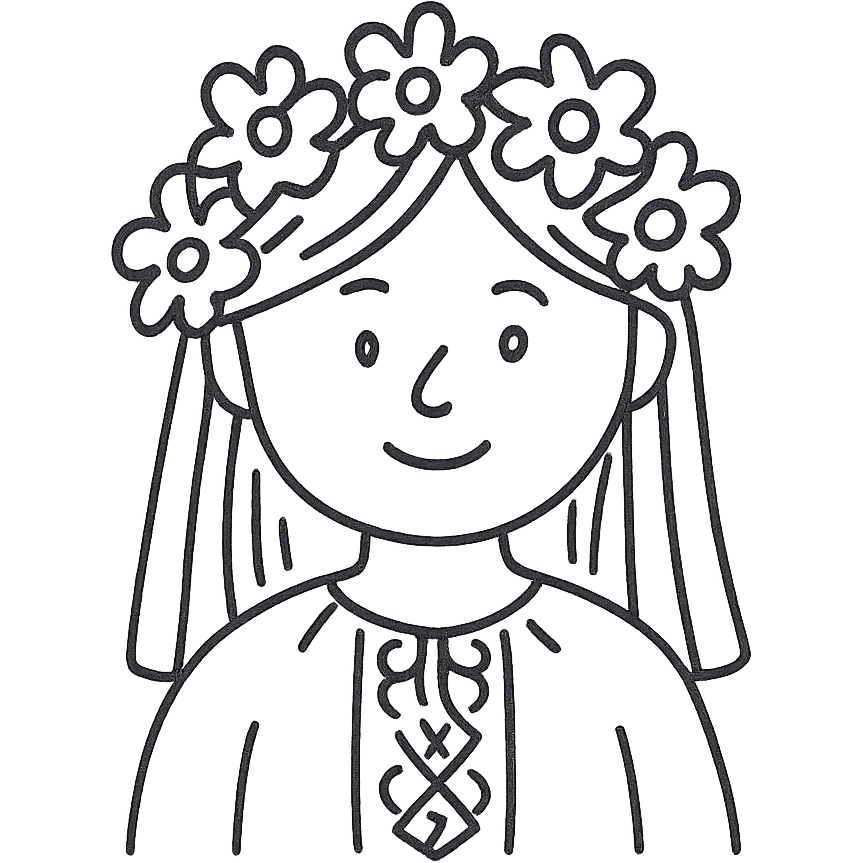 Ukrainian girl in a wreath and embroidered shirt emoji