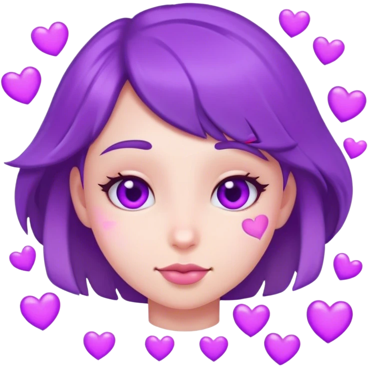 Cute face with purple hearts emoji