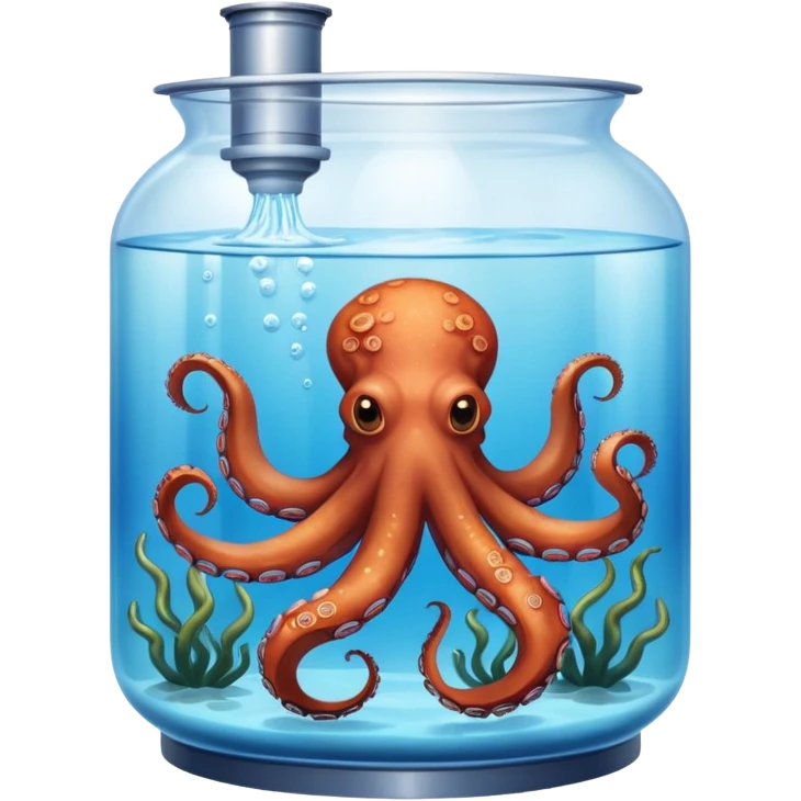octopus swimming in water tank emoji