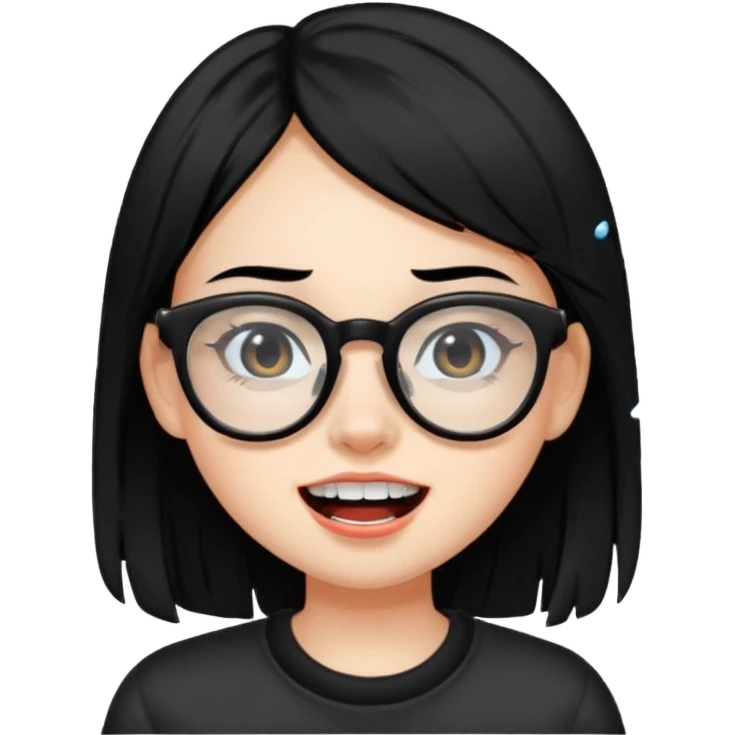 못생긴 여자 아이덧니도 있음 안경씀 검은색머리 비듬 단발아님 emoji