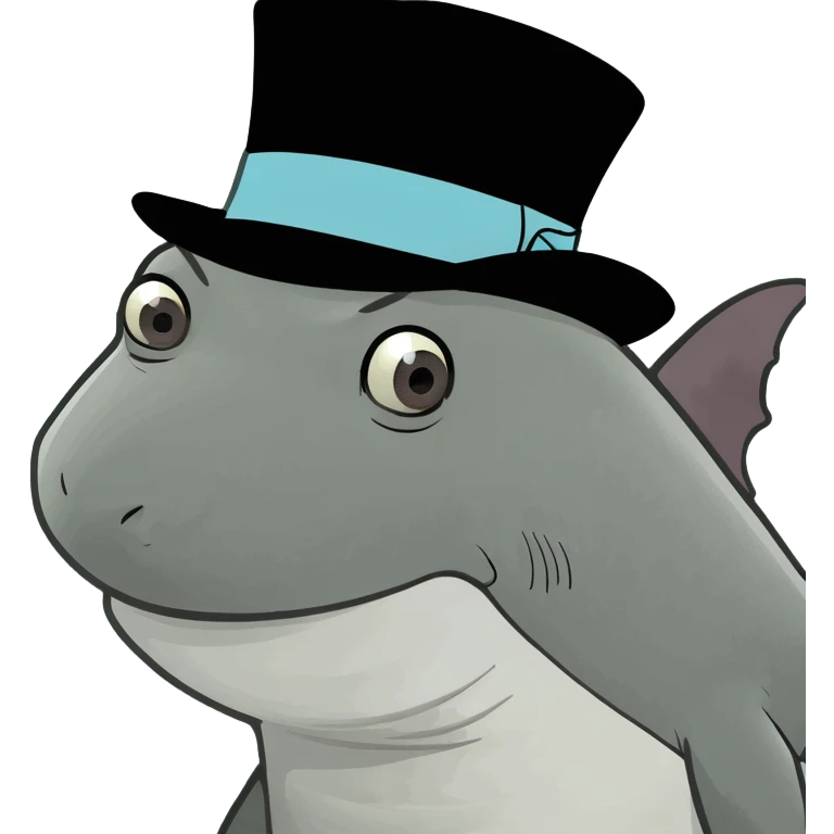Shark with a top hat emoji