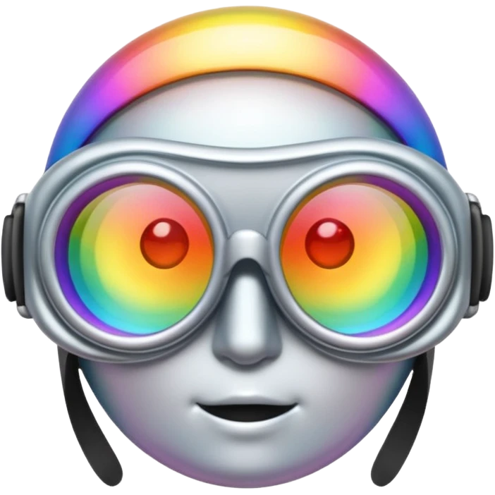 silver simulation rainbow blend goggles emoji