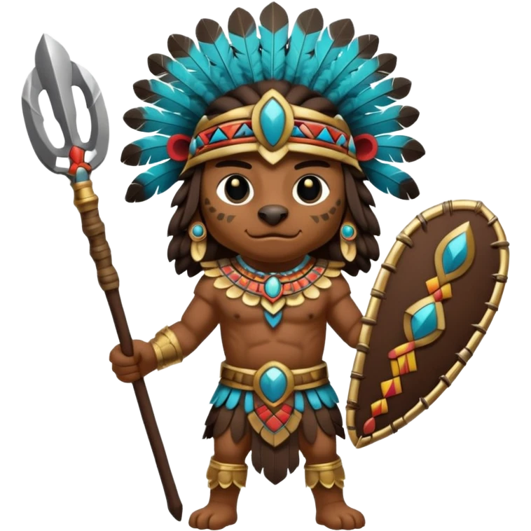 Aztec jaguar warrior with elaborate feathered headdress emoji