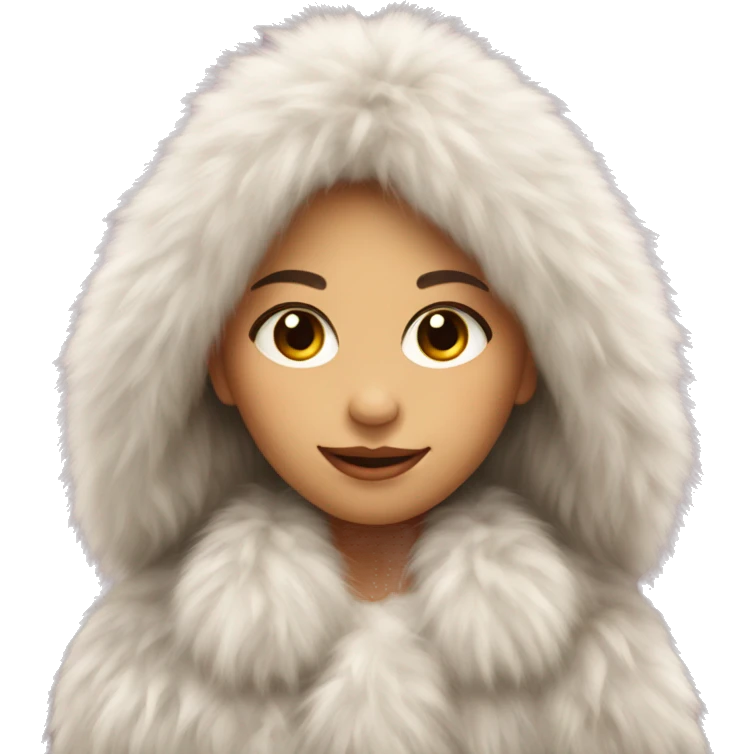 beautiful girl long hair in a fluffy fur coat emoji