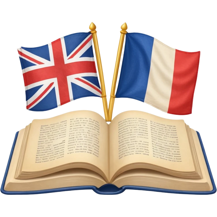 open book with two flags (например UK и France) above it emoji