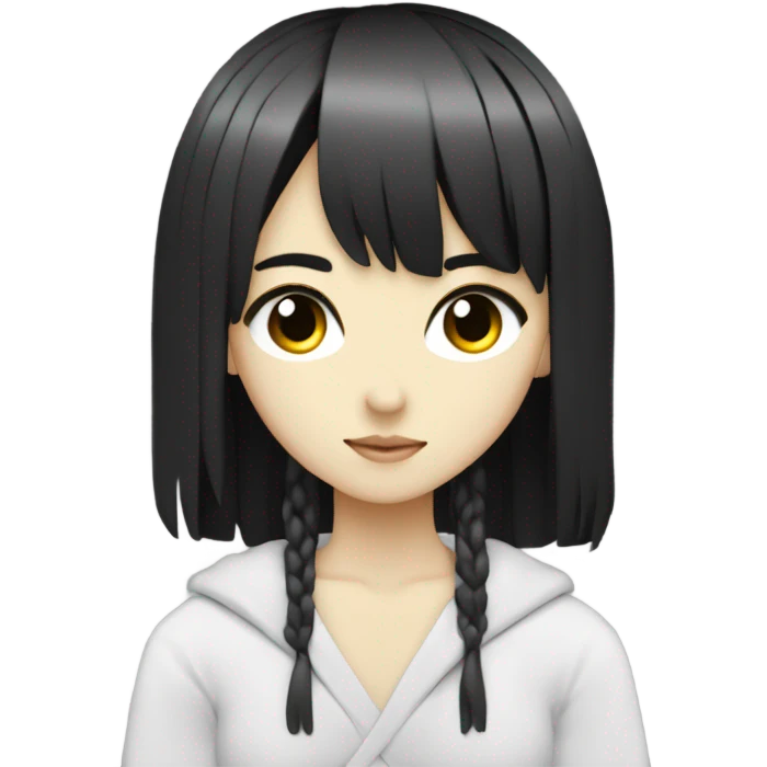 ascii art with japanese anime teen age girl with black hair and black eyes emoji