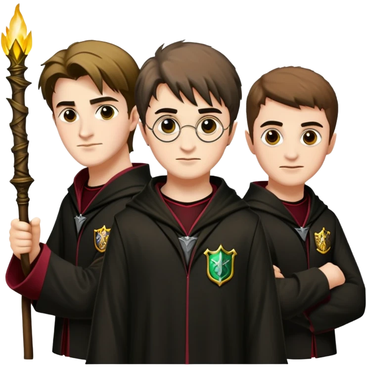 Harry Potter, Cedric Diggory, and Viktor Krum as Triwizard champions emoji