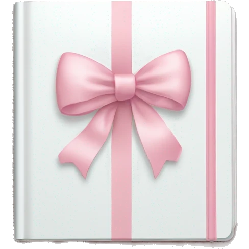 white notebook with a light pink bow emoji