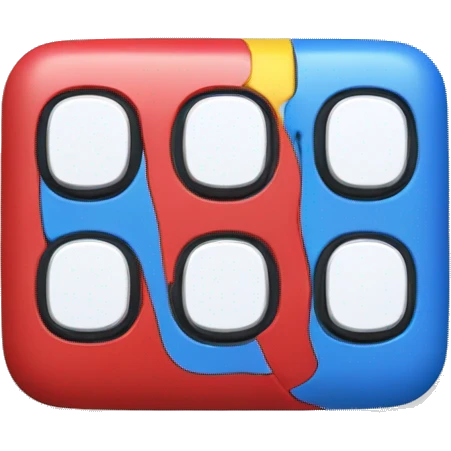 An emoji design featuring three switches. Each switch is distinctly colored: one blue, one yellow, and one red.  emoji
