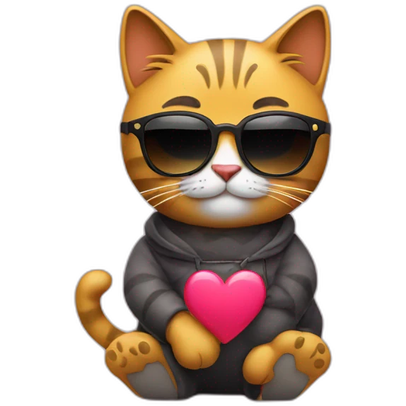 cool cat with heart shades emoji