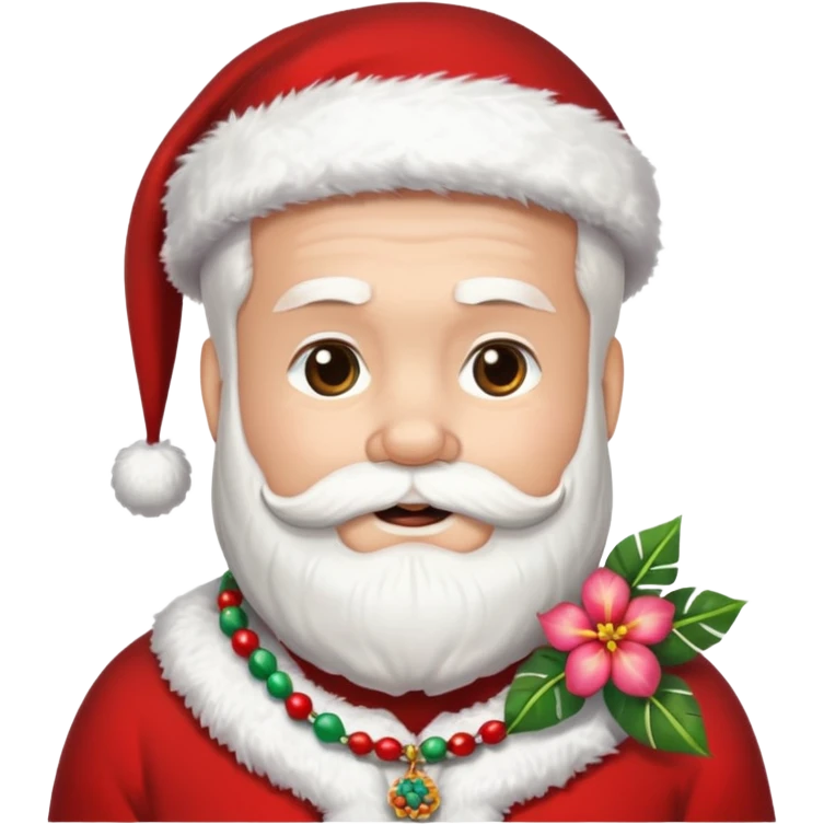 santa with flower hawaii necklace emoji