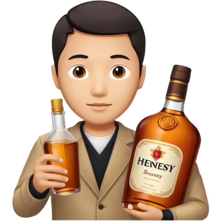 Asian man with hennessy emoji