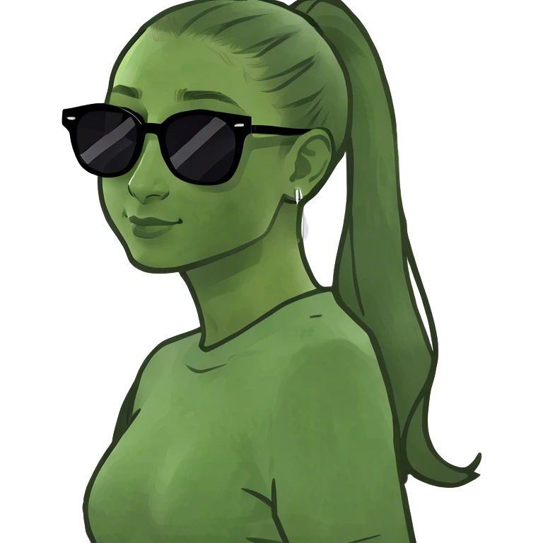Ariana grande with ponytail and sunglasses emoji