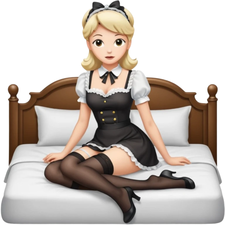 Sexy maid in stockings in bed  emoji