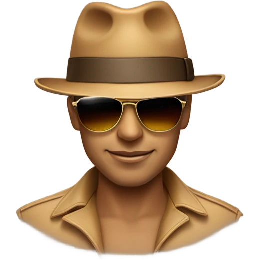 light brown fedora hat with sunglasses on brim emoji