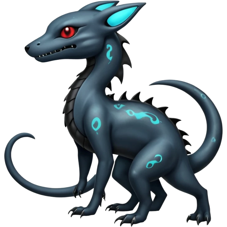 Evil Gothic Nebulae Shiny Futuristic Spooky Salandit-Umbreon-Fakémon-hybrid-creature (full body)  emoji