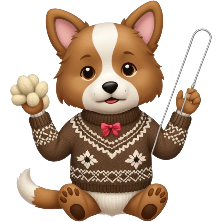 dog knitting a sweater emoji