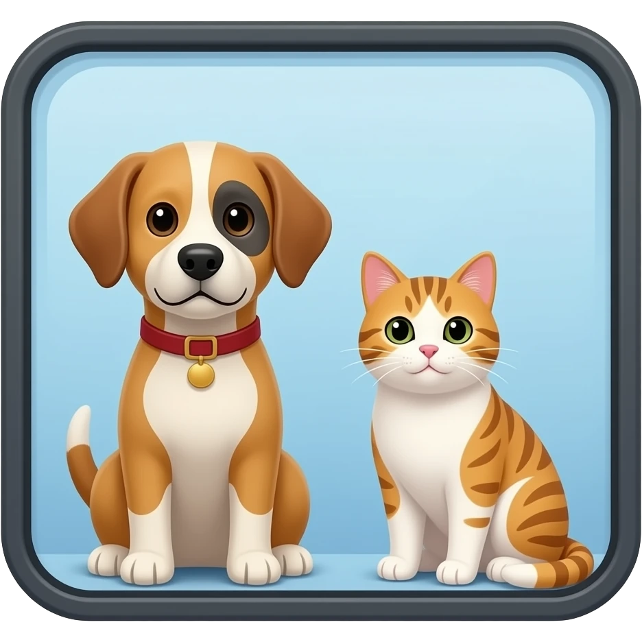 Dogs and cats on a train window emoji