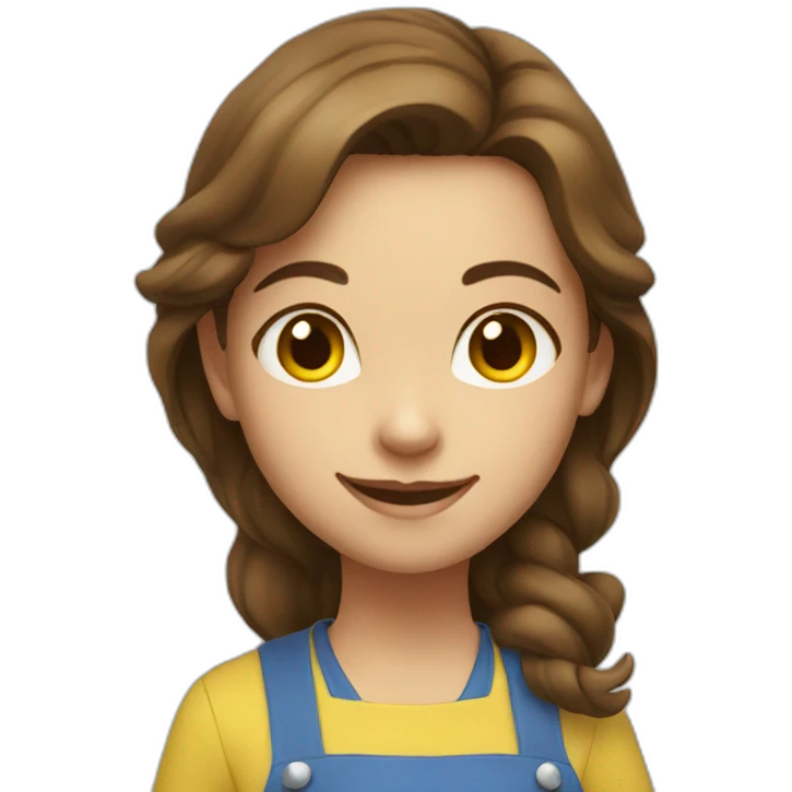 girl with brown hair, smiling, in a yellow apron emoji
