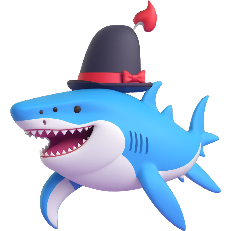 shark wearing a top hat emoji