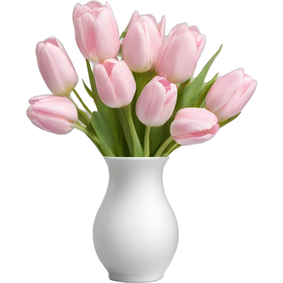 Light pink tulips in white vase emoji