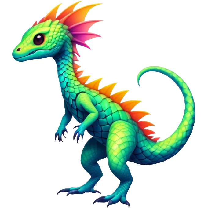 Tropical lush warm-colored modern colorful neon-colored cyber-Fakémon-Trico-creature emoji