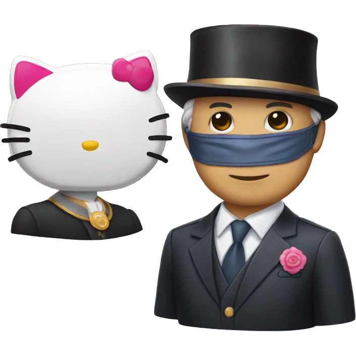 Hello Kitty avec un masque de ministre emoji