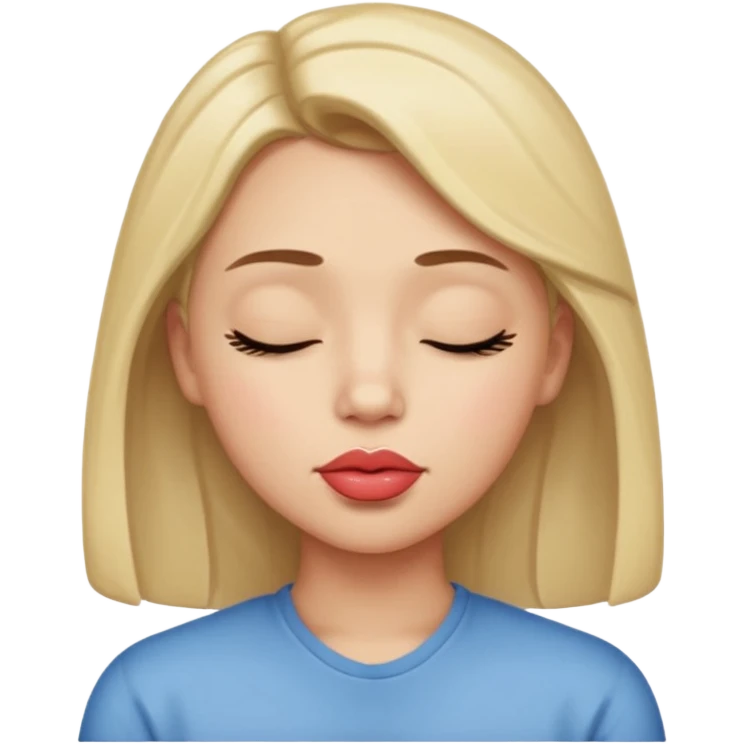 Look into shoulder with eyes closed and pucker lips emoji