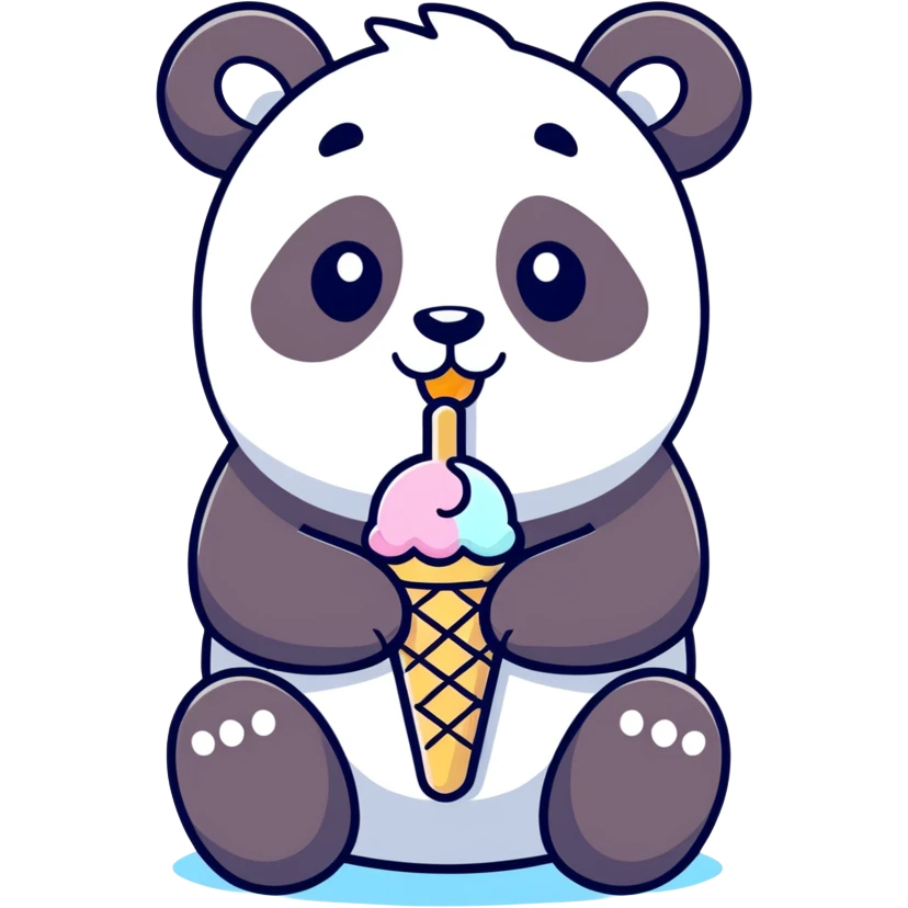 Panda eating ice cream emoji